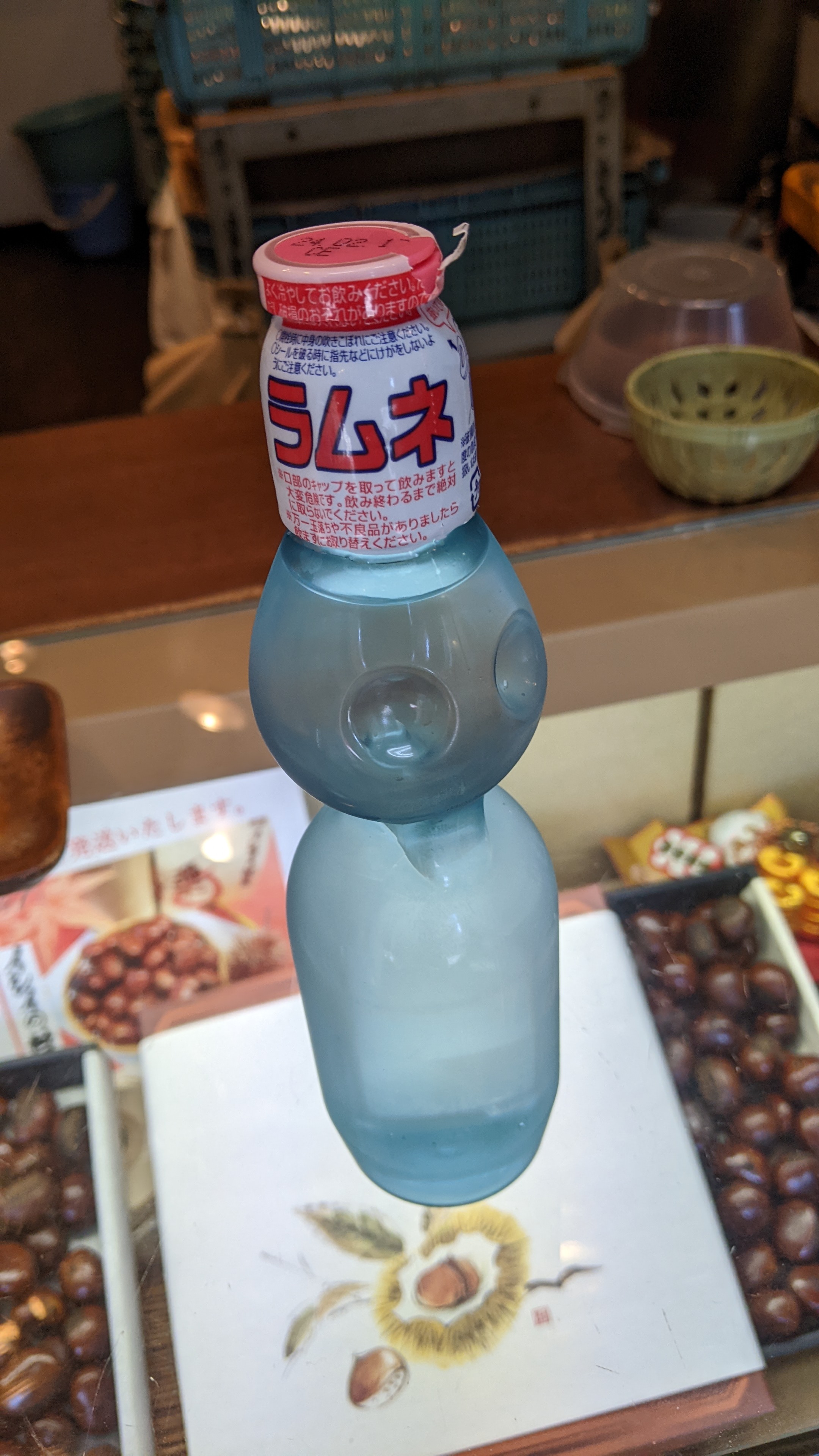 A bottle of ramune soda