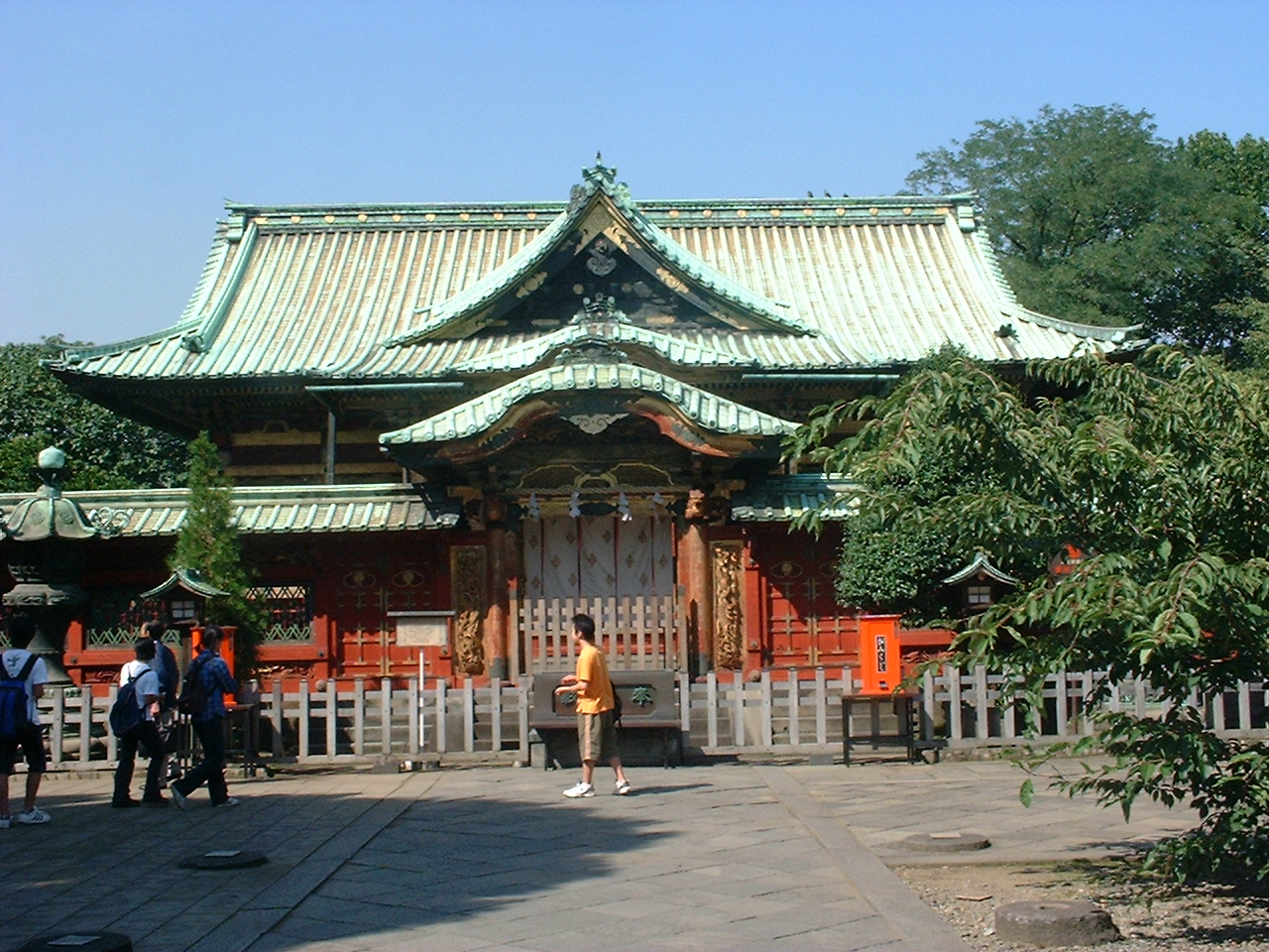 the vermillion building of a shrine