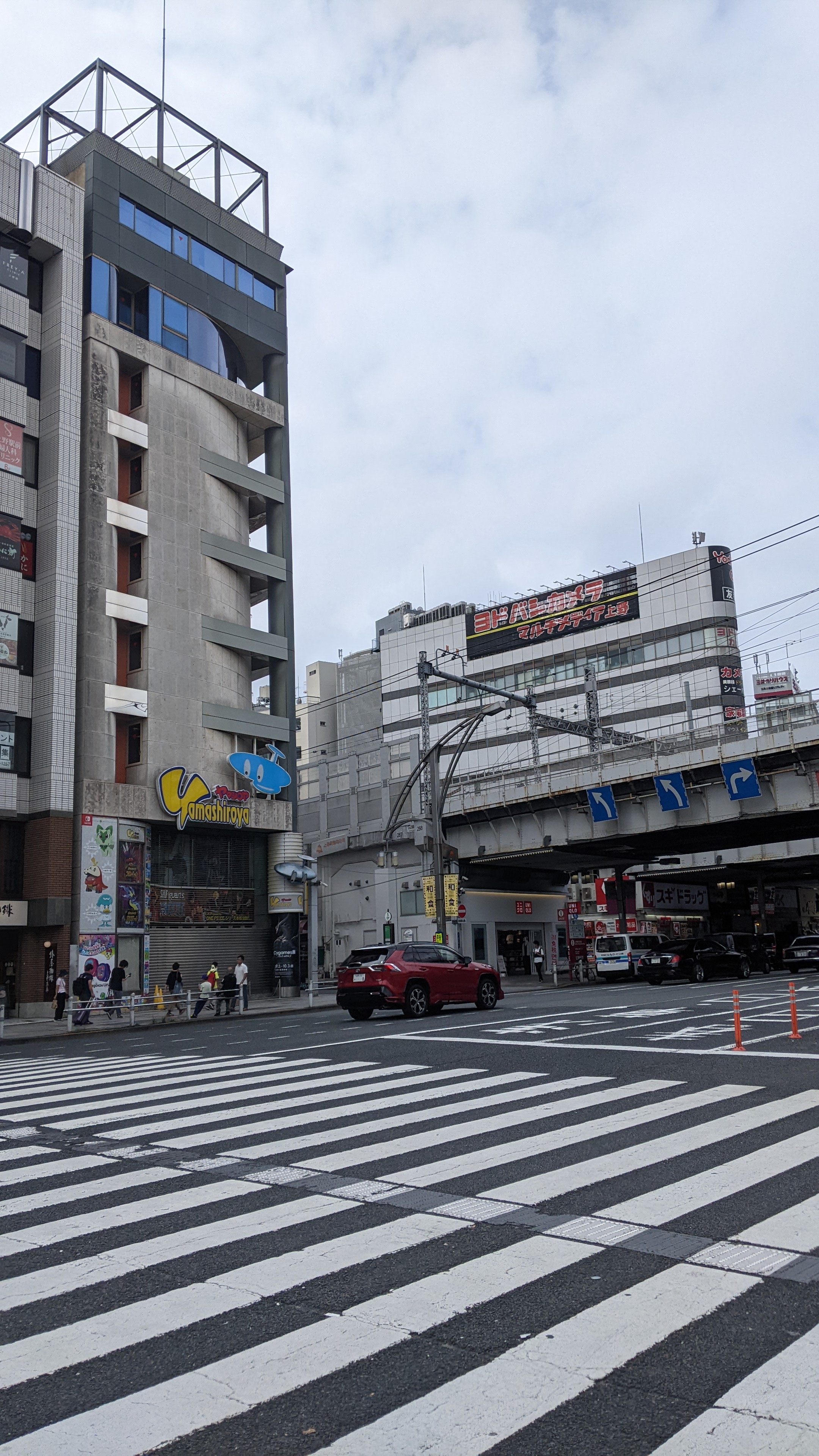 Yamashiroya toy store and Yodobashi Camera near the market