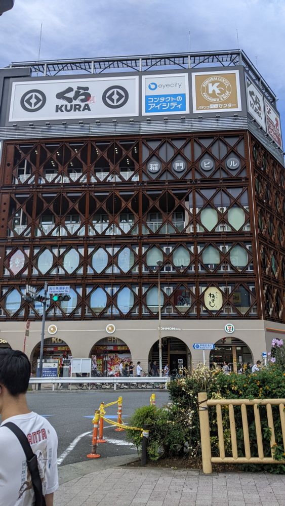 A building with latticework over it