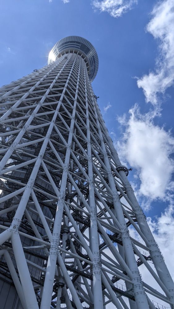 Looking up at skytree from the base