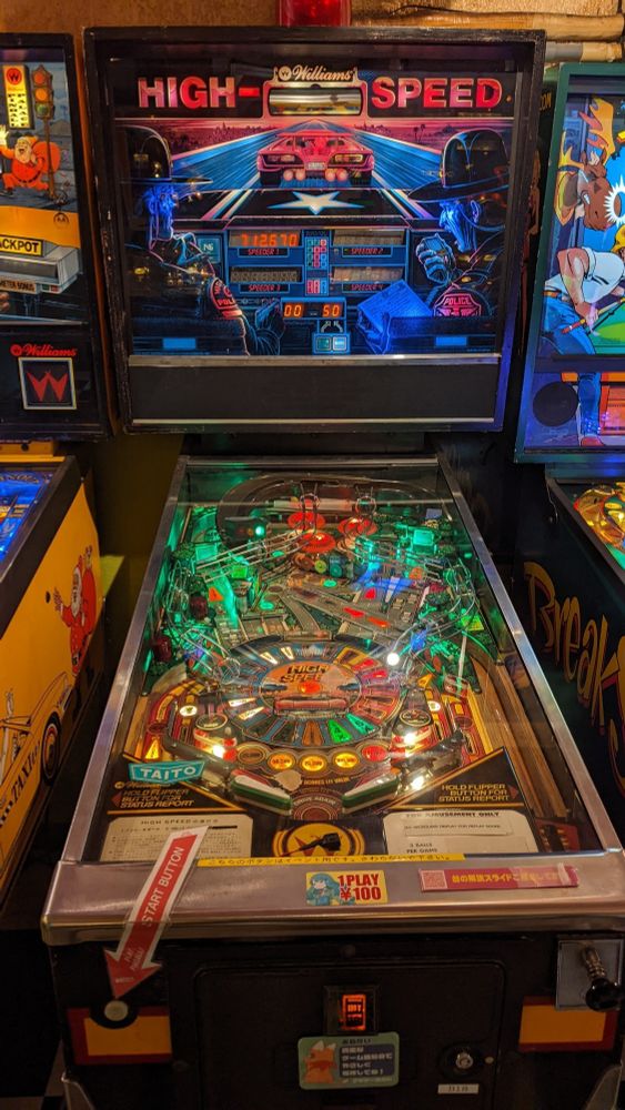 Player view of a High Speed pinball machine